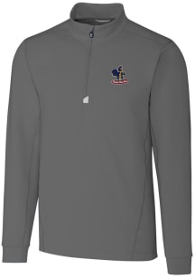 Cutter and Buck Delaware Fightin' Blue Hens Mens Grey Traverse Stretch Long Sleeve Qtr Zip Pullove..