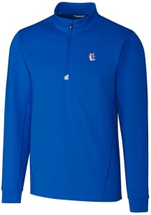 Cutter and Buck Fresno State Bulldogs Mens Blue Traverse Stretch Long Sleeve Qtr Zip Pullover