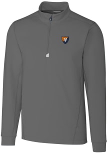 Cutter and Buck Illinois Fighting Illini Mens Grey Vault Traverse Long Sleeve Qtr Zip Pullover