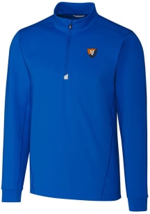Cutter and Buck Illinois Fighting Illini Mens Blue Traverse Stretch Long Sleeve Qtr Zip Pullover
