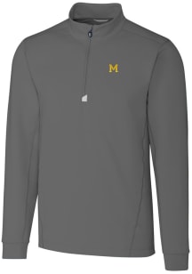 Cutter and Buck Michigan Wolverines Mens Grey Vault Traverse Long Sleeve Qtr Zip Pullover