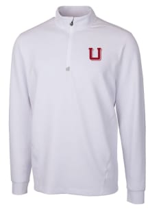 Cutter and Buck Utah Utes Mens White Vault Traverse Long Sleeve Qtr Zip Pullover