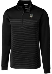 Cutter and Buck Michigan State Spartans Mens Black Vault Traverse Stripe Long Sleeve Qtr Zip Pullo..