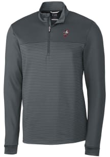 Cutter and Buck Ohio State Buckeyes Mens Grey Vault Traverse Stripe Long Sleeve Qtr Zip Pullover