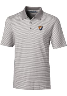 Cutter and Buck Illinois Fighting Illini Mens Grey Forge Tonal Stripe Short Sleeve Polo