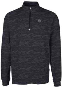 Cutter and Buck Cincinnati Bearcats Mens Black Traverse Camo Print Stretch Long Sleeve Qtr Zip Pul..