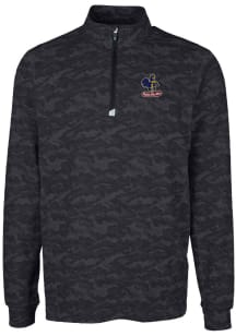 Cutter and Buck Delaware Fightin' Blue Hens Mens Black Traverse Camo Print Stretch Long Sleeve Qtr..