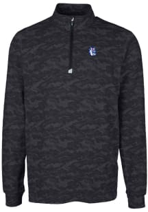 Cutter and Buck Fresno State Bulldogs Mens Black Traverse Camo Print Stretch Long Sleeve Qtr Zip P..