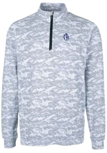 Cutter and Buck Fresno State Bulldogs Mens Charcoal Vault Traverse Camo Long Sleeve Qtr Zip Pullov..