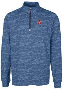 Cutter and Buck Gonzaga Bulldogs Mens Navy Blue Traverse Camo Print Stretch Long Sleeve Qtr Zip Pu..