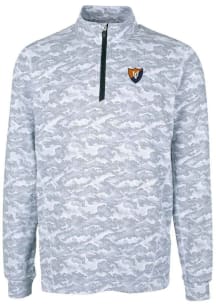 Cutter and Buck Illinois Fighting Illini Mens Charcoal Vault Traverse Camo Long Sleeve Qtr Zip Pul..