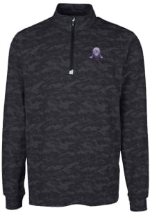 Cutter and Buck Northwestern Wildcats Mens Black Traverse Camo Print Stretch Long Sleeve Qtr Zip P..