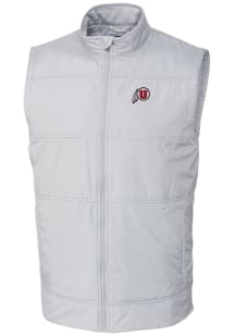 Cutter and Buck Utah Utes Big and Tall White Stealth Hybrid Quilted Windbreaker Vest Mens Vest