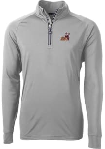 Cutter and Buck Arizona State Sun Devils Mens Grey Adapt Eco Knit Long Sleeve Qtr Zip Pullover