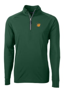 Cutter and Buck Baylor Bears Mens Green Adapt Eco Knit Long Sleeve Qtr Zip Pullover