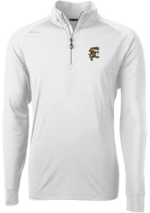 Cutter and Buck Grambling State Tigers Mens White Adapt Eco Knit Long Sleeve Qtr Zip Pullover