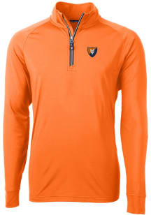 Cutter and Buck Illinois Fighting Illini Mens Orange Adapt Eco Knit Long Sleeve Qtr Zip Pullover