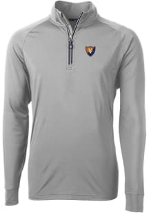 Cutter and Buck Illinois Fighting Illini Mens Grey Vault Adapt Eco Knit Long Sleeve Qtr Zip Pullov..
