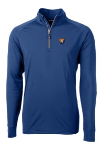 Cutter and Buck Illinois Fighting Illini Mens Blue Adapt Eco Knit Long Sleeve Qtr Zip Pullover