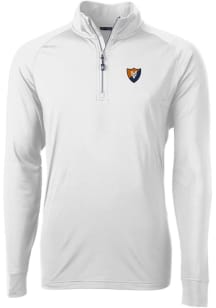 Cutter and Buck Illinois Fighting Illini Mens White Vault Adapt Eco Knit Long Sleeve Qtr Zip Pullo..
