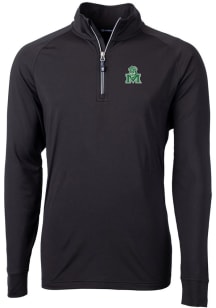 Cutter and Buck Marshall Thundering Herd Mens Black Adapt Eco Knit Long Sleeve Qtr Zip Pullover