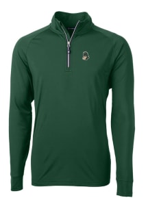 Cutter and Buck Michigan State Spartans Mens Green Adapt Eco Knit Long Sleeve Qtr Zip Pullover
