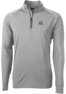 Cutter and Buck Northwestern Wildcats Mens Grey Adapt Eco Knit Long Sleeve Qtr Zip Pullover