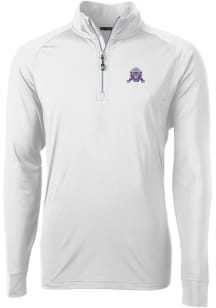 Cutter and Buck Northwestern Wildcats Mens White Vault Adapt Eco Knit Long Sleeve Qtr Zip Pullover