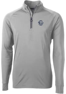 Cutter and Buck Penn State Nittany Lions Mens Grey Vault Adapt Eco Knit Long Sleeve Qtr Zip Pullov..