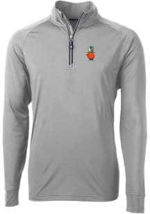 Cutter and Buck UCF Knights Mens Grey Adapt Eco Knit Long Sleeve Qtr Zip Pullover