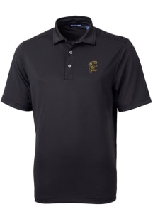 Cutter and Buck Grambling State Tigers Mens Black Vault Virtue Eco Pique Short Sleeve Polo