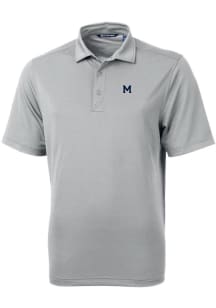 Cutter and Buck Michigan Wolverines Mens Grey Vault Virtue Eco Pique Short Sleeve Polo