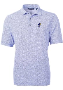 Cutter and Buck Kansas Jayhawks Mens Blue Vault Virtue Eco Pique Botanical Short Sleeve Polo