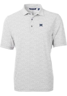 Cutter and Buck Michigan Wolverines Mens Grey Vault Virtue Eco Pique Botanical Short Sleeve Polo