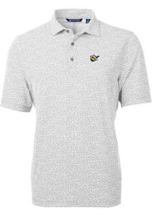 Cutter and Buck West Virginia Mountaineers Mens Grey Vault Virtue Eco Pique Botanical Short Sleeve..