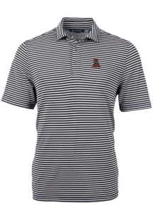 Cutter and Buck Alabama Crimson Tide Mens Black Vault Virtue Eco Pique Stripe Short Sleeve Polo