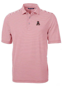 Cutter and Buck Alabama Crimson Tide Mens Cardinal Vault Virtue Eco Pique Stripe Short Sleeve Polo