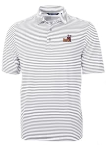 Cutter and Buck Arizona State Sun Devils Mens Grey Mascot Virtue Eco Pique Stripe Short Sleeve Pol..