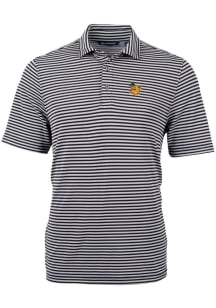 Cutter and Buck Baylor Bears Mens Black Vault Virtue Eco Pique Stripe Short Sleeve Polo