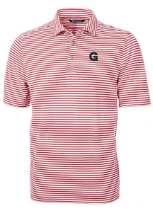 Cutter and Buck Gonzaga Bulldogs Mens Cardinal Virtue Eco Pique Stripe Short Sleeve Polo