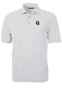 Cutter and Buck Gonzaga Bulldogs Mens Grey Vault Virtue Eco Pique Stripe Short Sleeve Polo