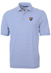 Cutter and Buck Illinois Fighting Illini Mens Blue Virtue Eco Pique Stripe Short Sleeve Polo