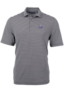 Cutter and Buck Northwestern Wildcats Mens Black Vault Virtue Eco Pique Stripe Short Sleeve Polo