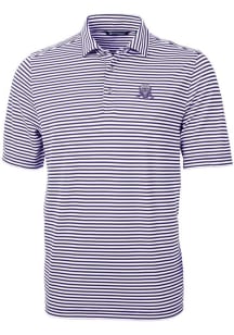 Cutter and Buck Northwestern Wildcats Mens Purple Vault Virtue Eco Pique Stripe Short Sleeve Polo