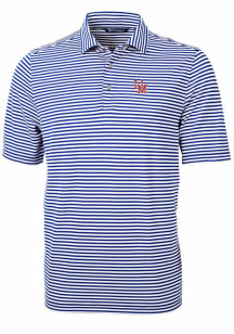 Cutter and Buck Ole Miss Rebels Mens Blue Virtue Eco Pique Stripe Short Sleeve Polo