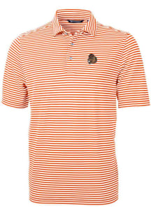 Cutter and Buck Oregon State Beavers Mens Orange Vault Virtue Eco Pique Stripe Short Sleeve Polo