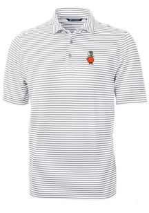 Cutter and Buck UCF Knights Mens Grey Vault Virtue Eco Pique Stripe Short Sleeve Polo