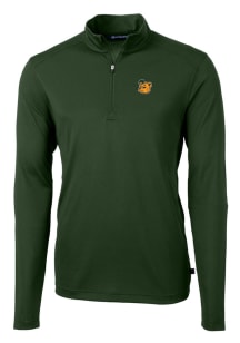 Cutter and Buck Baylor Bears Mens Green Vault Virtue Eco Pique Long Sleeve Qtr Zip Pullover