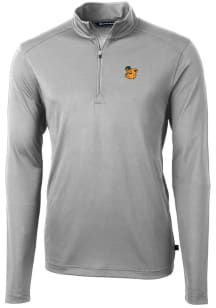 Cutter and Buck Baylor Bears Mens Grey Vault Virtue Eco Pique Long Sleeve Qtr Zip Pullover