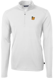 Cutter and Buck Baylor Bears Mens White Vault Virtue Eco Pique Long Sleeve Qtr Zip Pullover